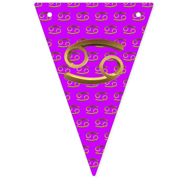 Astrology Zodiac Sign Cancer Guld Symbol Eleg Vimplar (Första flaggan)