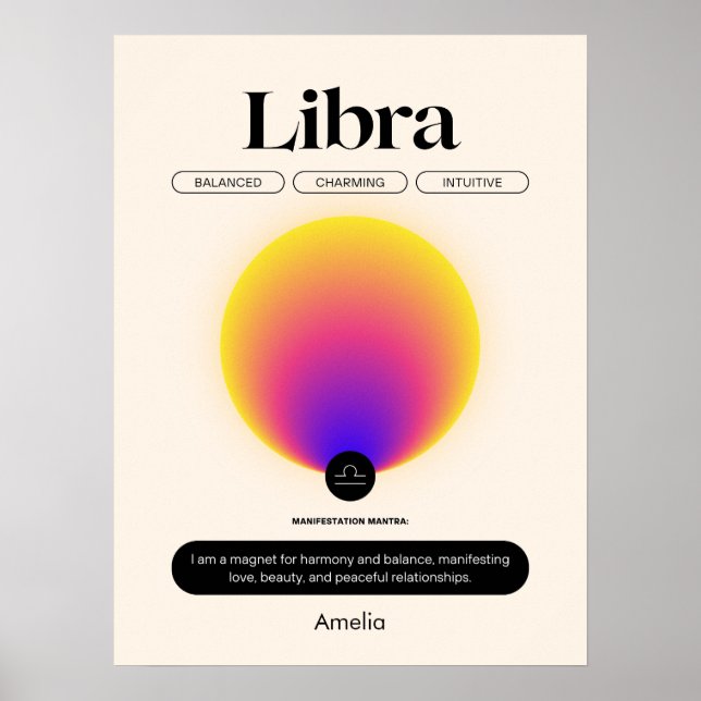 Astrology Zodiac Sign Libra Poster (Framsidan)