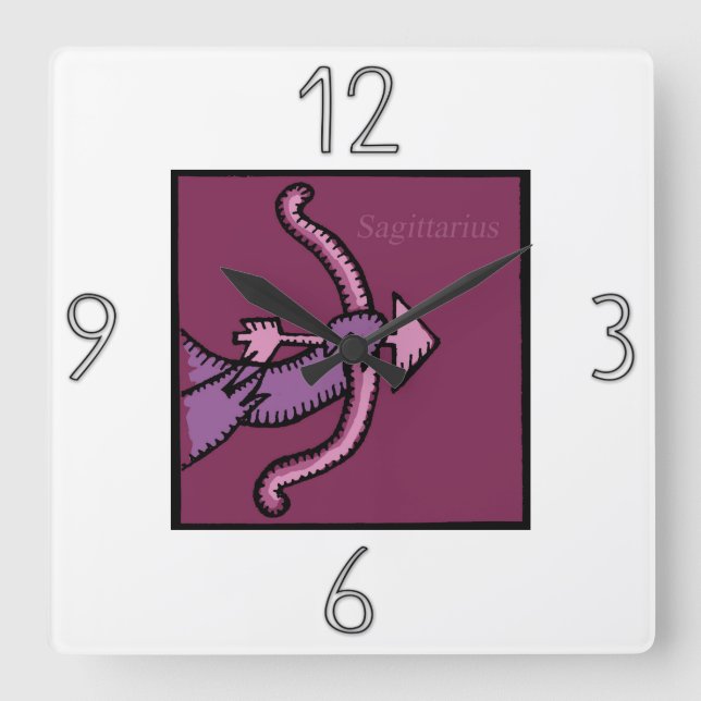 Astrology Zodiac Sign Sagittarius Wall Clock Fyrkantig Klocka (Framsida)