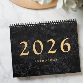Astrology Zodiac Signs Faux Guld Classic Kalender