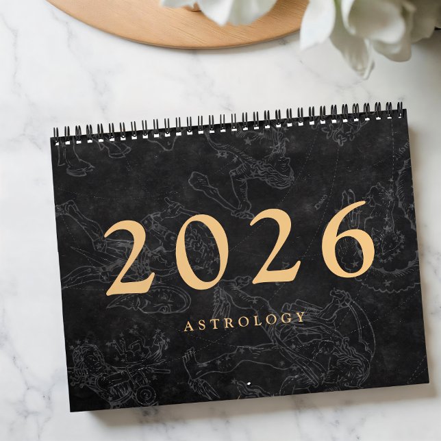 Astrology Zodiac Signs Faux Guld Classic Kalender (Skapare uppladdad)