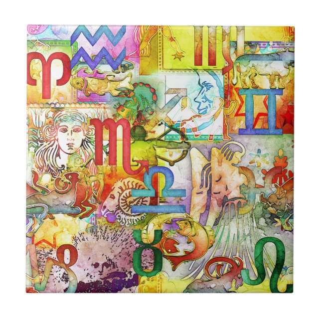 Astrology Zodiac Symbols and Signs Kakelplatta (Framsidan)