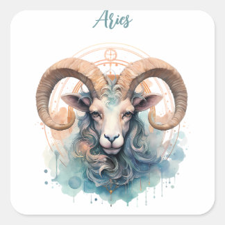 Astrology zodiac-tecken på Aries i vattencolo Fyrkantigt Klistermärke