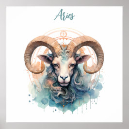 Astrology zodiac-tecken på Aries i vattencolo Poster