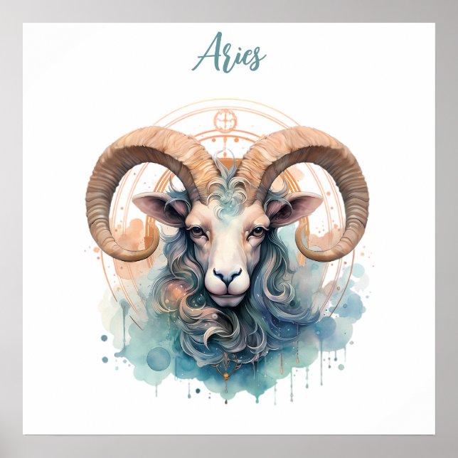 Astrology zodiac-tecken på Aries i vattencolo Poster (Framsidan)