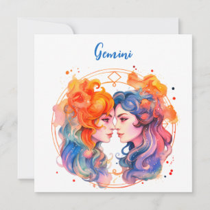 Astrology zodiac- tecken på Gemini i vattenfärg Inbjudningar