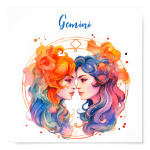 Astrology zodiac- tecken på Gemini i vattenfärg