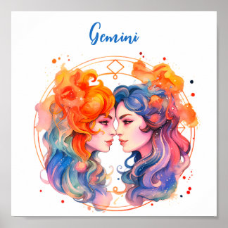 Astrology zodiac- tecken på Gemini i vattenfärg Poster