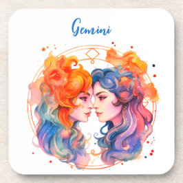 Astrology zodiac- tecken på Gemini i vattenfärg Underlägg