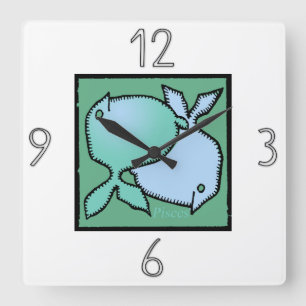 Astrology Zodiac-tecken Pisces Wall Clock Fyrkantig Klocka
