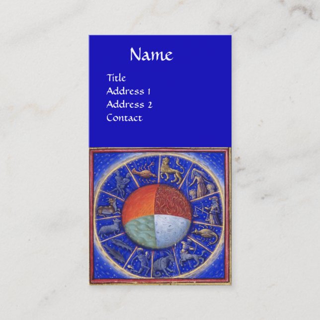 ASTROLOGY,ZODIACAL SIGNS,FYRA INSLAG Astrolog Visitkort (Framsida)