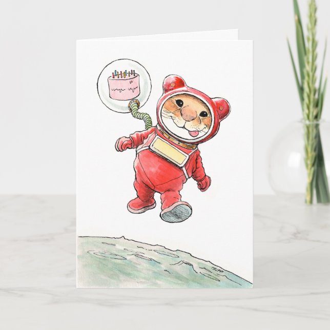 AstroMouse Birthday Card Kort (Framsida)