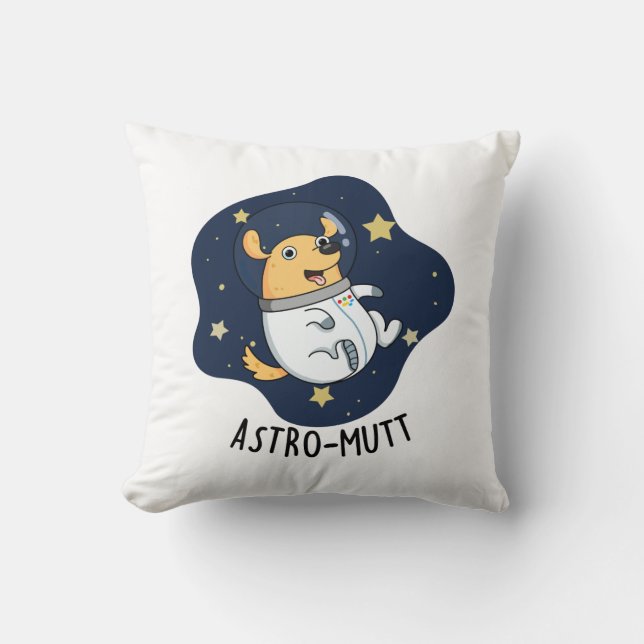 Astromutt Rolig hund Astronaut Pun Kudde (Framsida)