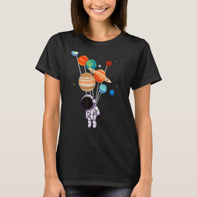 Astronau Solar System Space Girls Boys T Shirt (Framsida)