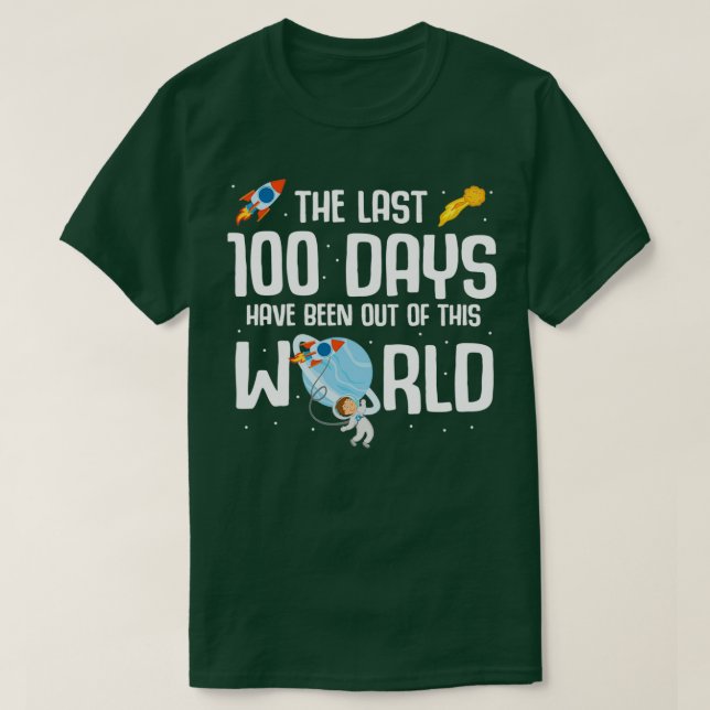 Astronaut 100 dagar med skollishöftraketer t shirt (Design framsida)