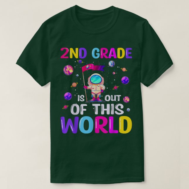 Astronaut 2:a Klass ut ur detta världsområde tillb T Shirt (Design framsida)