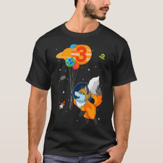 Astronaut 3Rd Birthday Fox Astronaut Costume T Shirt