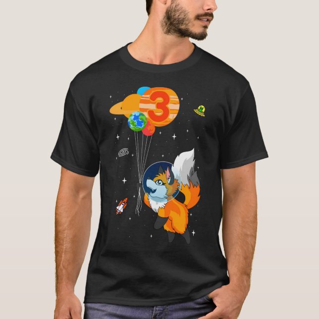 Astronaut 3Rd Birthday Fox Astronaut Costume T Shirt (Framsida)