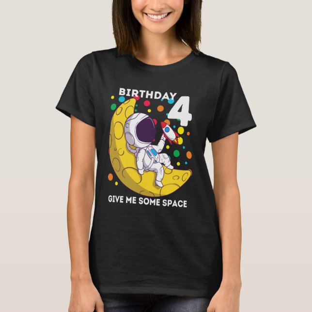 Astronaut 4-årsdag Rymdälskande T Shirt (Framsida)
