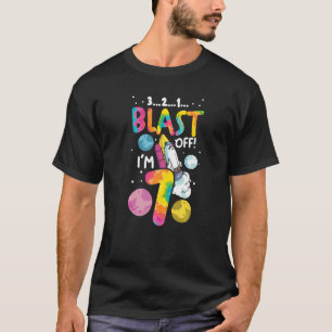 Astronaut 7:e födelsedag 7 år gammal 3 2 1 bål av t shirt