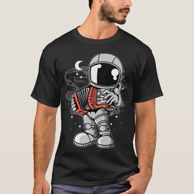 Astronaut Accordion - Funny Rymden Älskare T Shirt (Framsida)