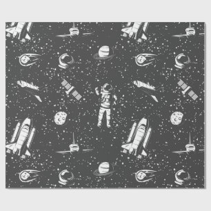 Astronaut aerospace mönster presentpapper