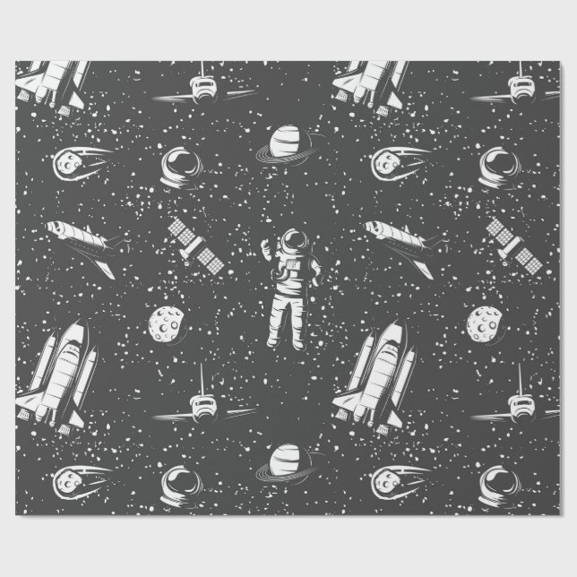 Astronaut aerospace mönster presentpapper (Platt)