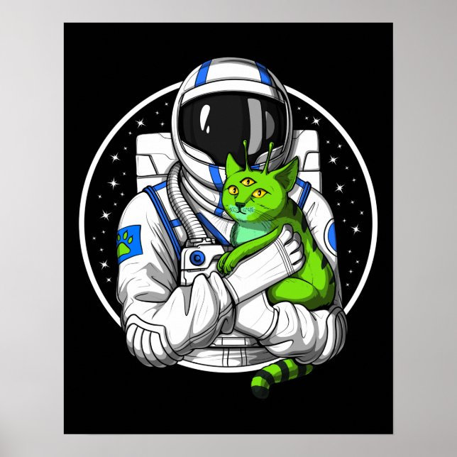 Astronaut Alien Cat Poster (Framsidan)