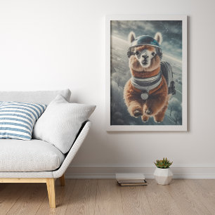 Astronaut Alpacka i rymden Surrealistiskt djur Poster
