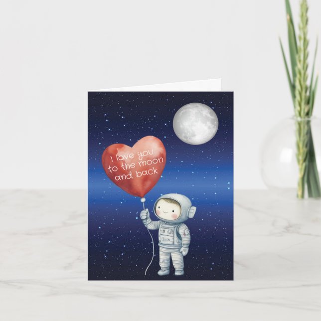 Astronaut  Älskar dig till månen Kort (Framsida)
