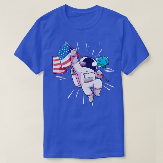 Astronaut American Flagga T Shirt (Design framsida)