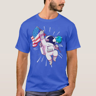 Astronaut American Flagga T Shirt