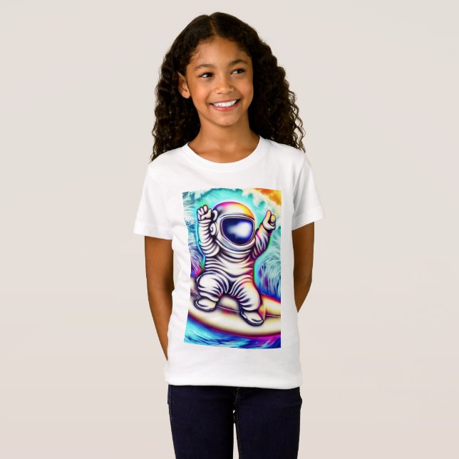 ASTRONAUT AND HIS COSMIC SURFING ADVENTURE T SHIRT (Hel framsida)