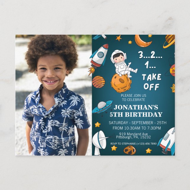 Astronaut Anpassad bild Rymdplaneter blå tema Vykort (Framsida)