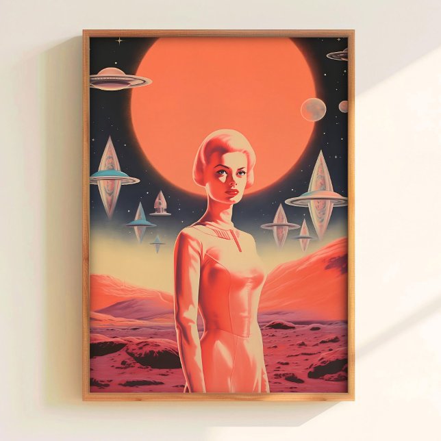 Astronaut Art Print Sci Fi Art UFO Wall Art Retro  Poster (Skapare uppladdad)