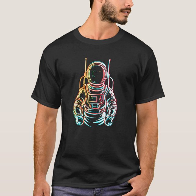 Astronaut  Artistic Outer Space Captain 3 T Shirt (Framsida)