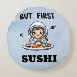 Astronaut åt Sushi Rund Kudde