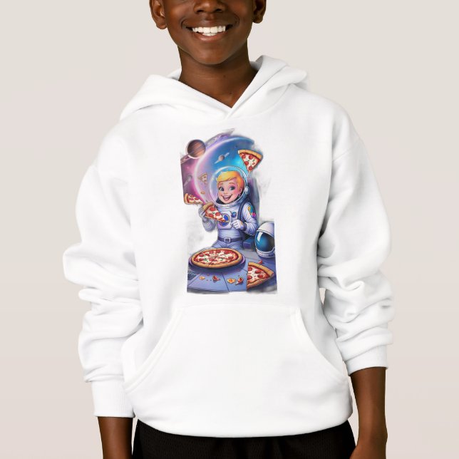 Astronaut äter pizza i rymden. t shirt (Framsida)