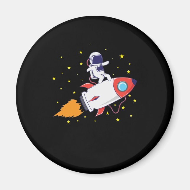 Astronaut auf Rakete Magnet (Framsidan)