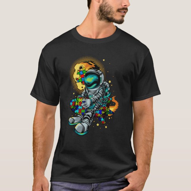 Astronaut Autism Awareness With Autistic Planet Fo T Shirt (Framsida)