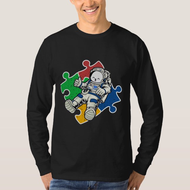 Astronaut Autism Funny Bunny Astronaut T Shirt (Framsida)