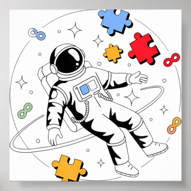 Astronaut Autism Medvetenhet Pussel Poster (Framsidan)