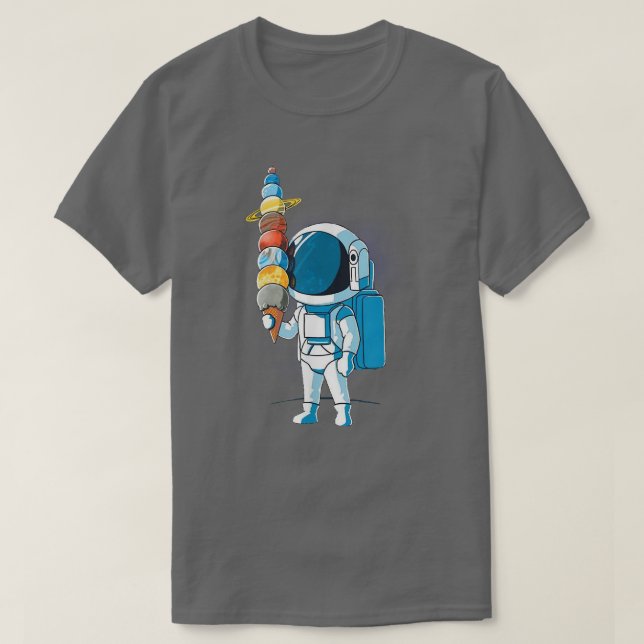 Astronaut av iskräm i Space Holding Planet Bal T Shirt (Design framsida)