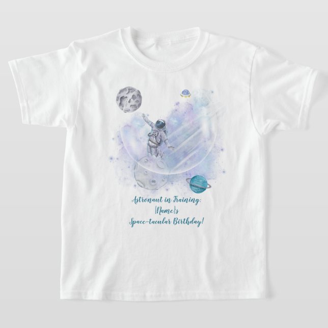 Astronaut Äventyr: [Namn]'s Cosmic Firande T Shirt (Laydown)