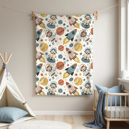 Astronaut Baby Blanket Rocket Gift for Little Boy Fleecefilt