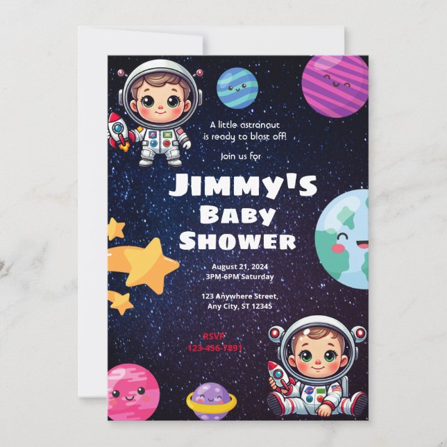 Astronaut Baby Shower Inbjudningar (Framsida)