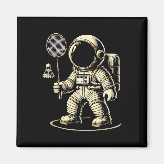 Astronaut Badminton Player Shuttle 2 Magnet (Framsidan)