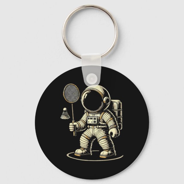 Astronaut Badminton Player Shuttle 2 Nyckelring (Framsida)