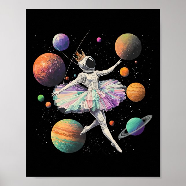 Astronaut Ballerina dansar på rymdplanetens barn Poster (Framsidan)