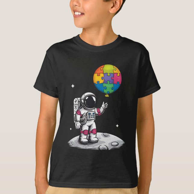 Astronaut-ballongens autism t shirt (Framsida)